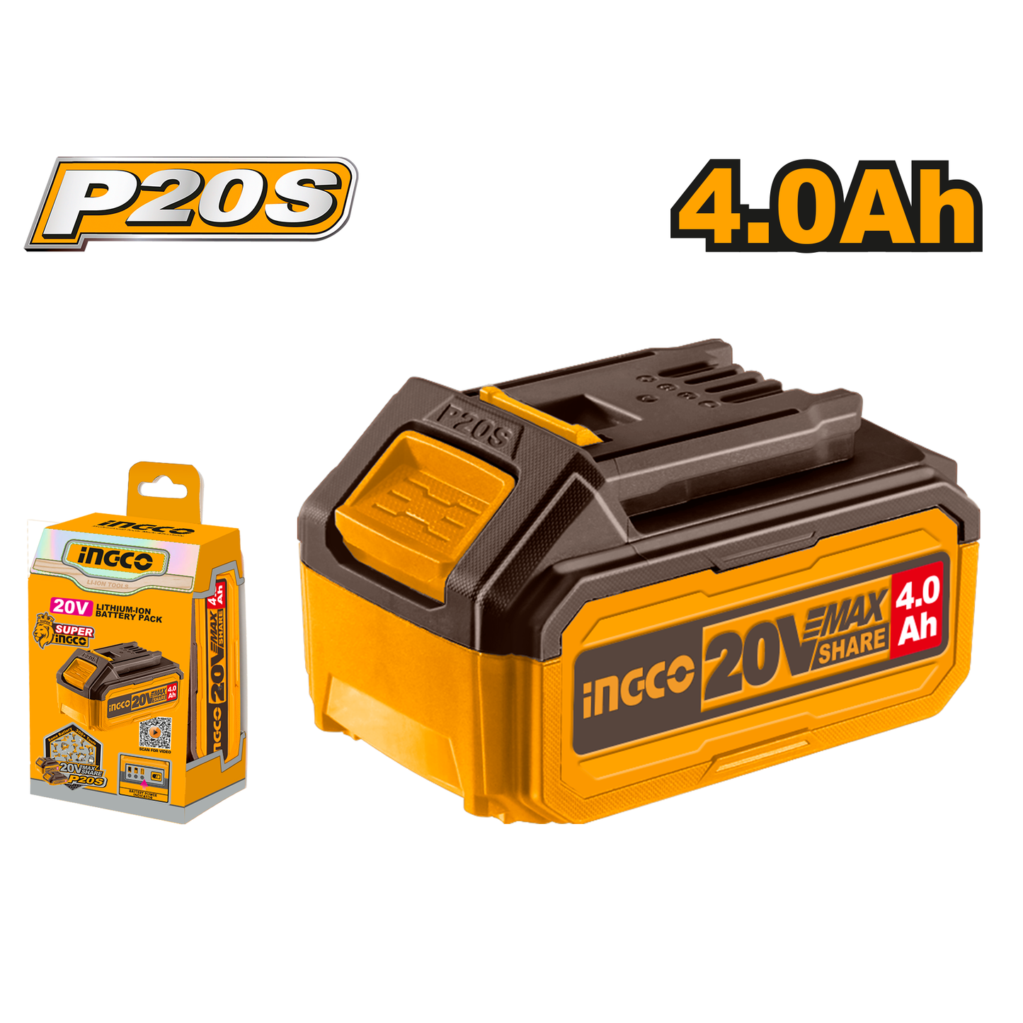 Bateria Ion Litio 20V 4,0Ah INGCO FBLI20021 - MARKEMSTORE