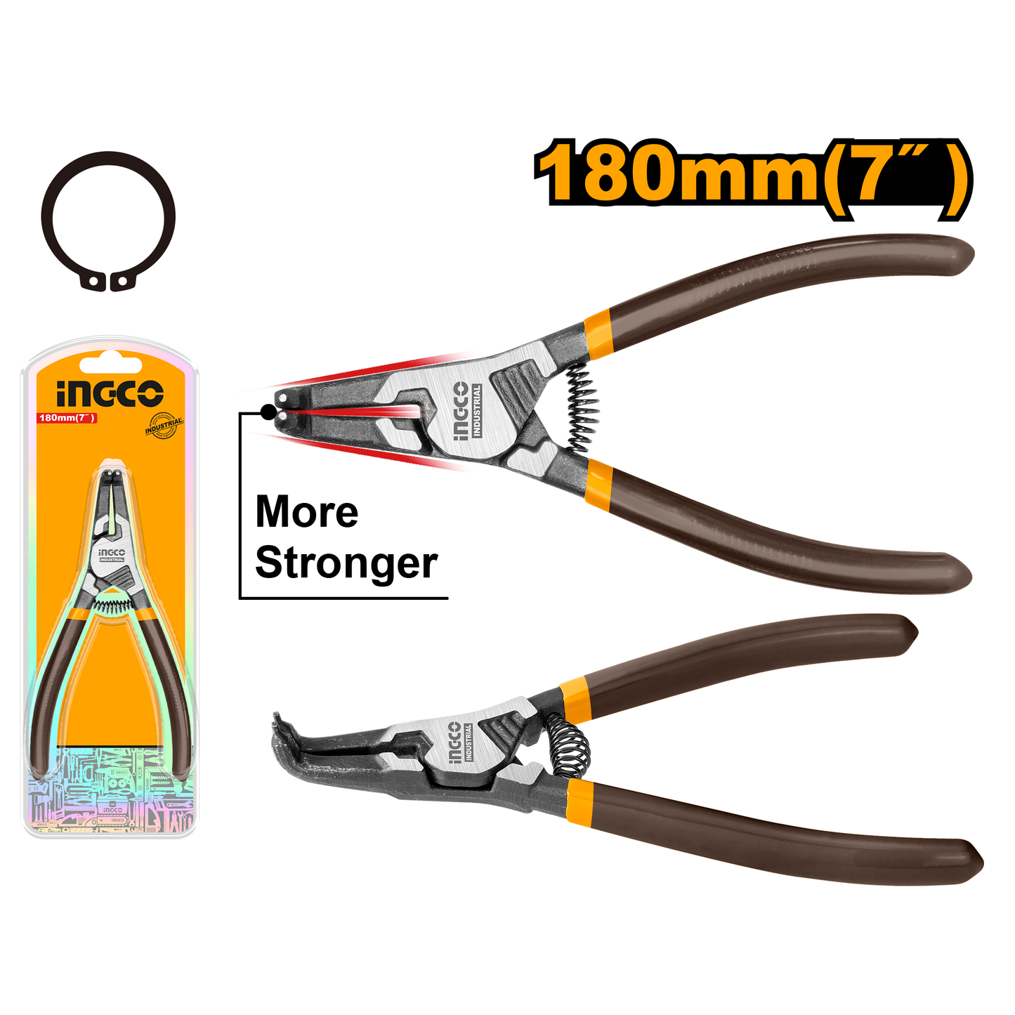 Alicate Para Anillos Interior Curvo 7" INGCO HCCP261802 - MARKEMSTORE