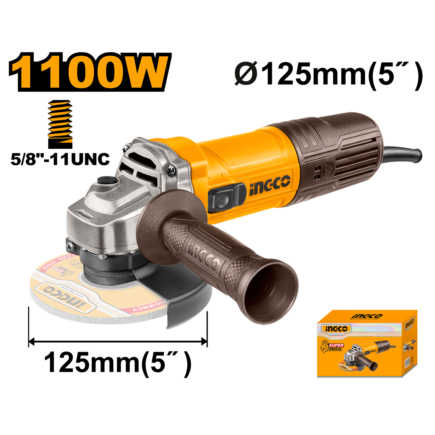Pulidora Angular 5" - 1100W 12000Rpm INGCO UAG110028 - MARKEMSTORE