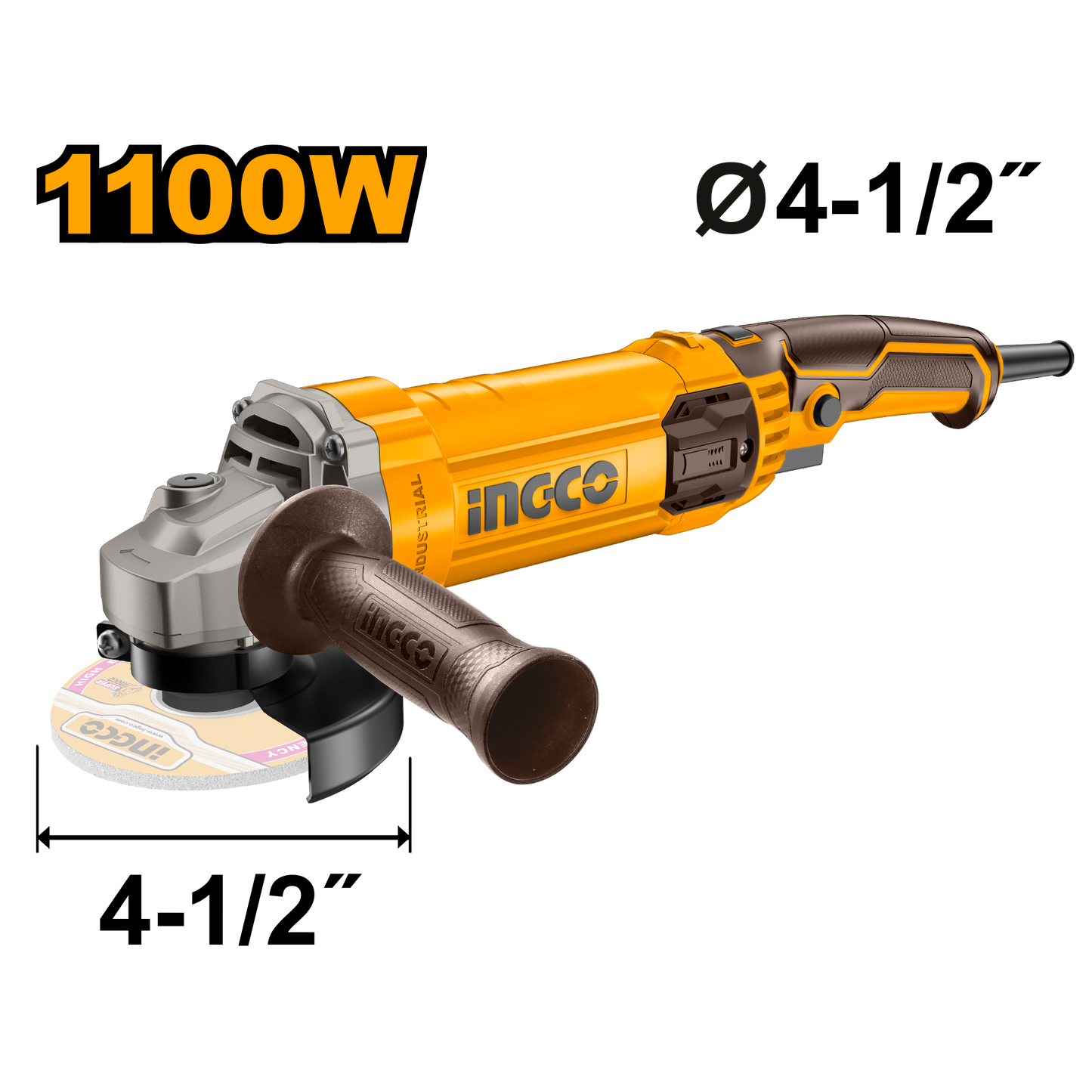 Pulidora Angular 4-1/2" 1100W 12000Rpm Ingco UAG1100383 - MARKEMSTORE