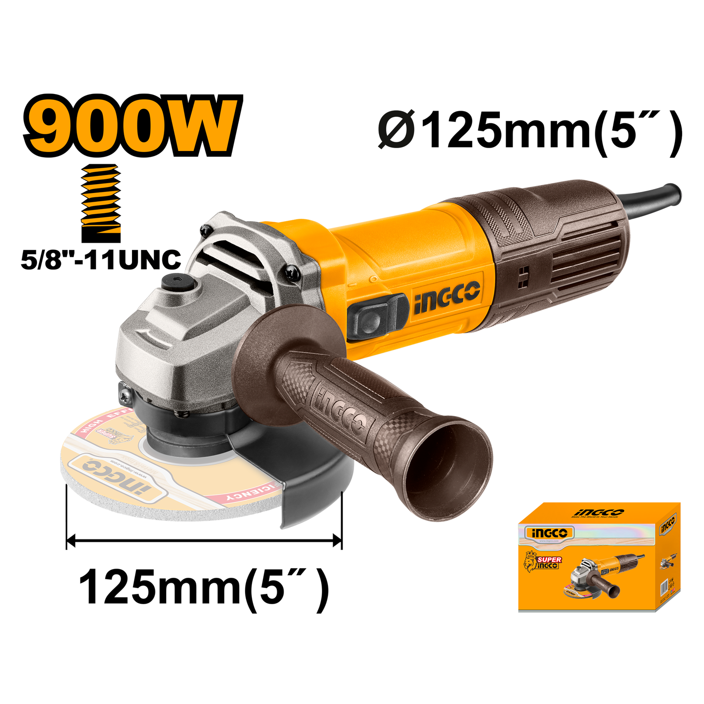 Pulidora Angular 5" 60Hz 900W 12000Rpm INGCO UAG90028 - MARKEMSTORE