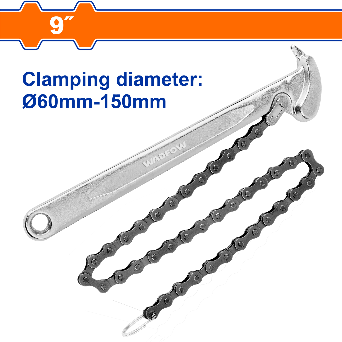 Llave Cadena 9" Prensado 60-150mm Long 520mm WADFOW REF. WAW1309 - MARKEMSTORE