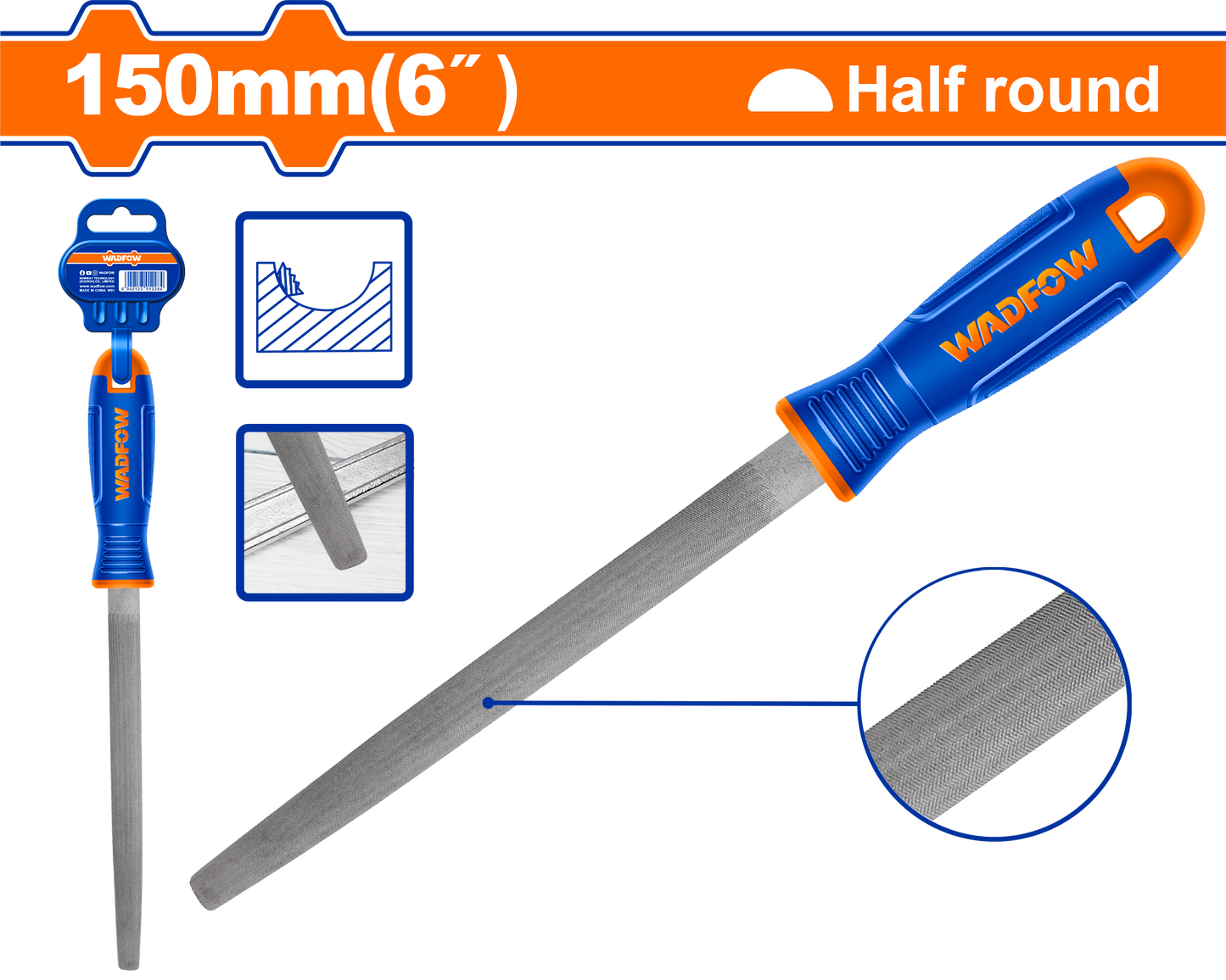 Lima Redonda Para Acero 150 Mm. Acero T12 WADFOW WFE7826