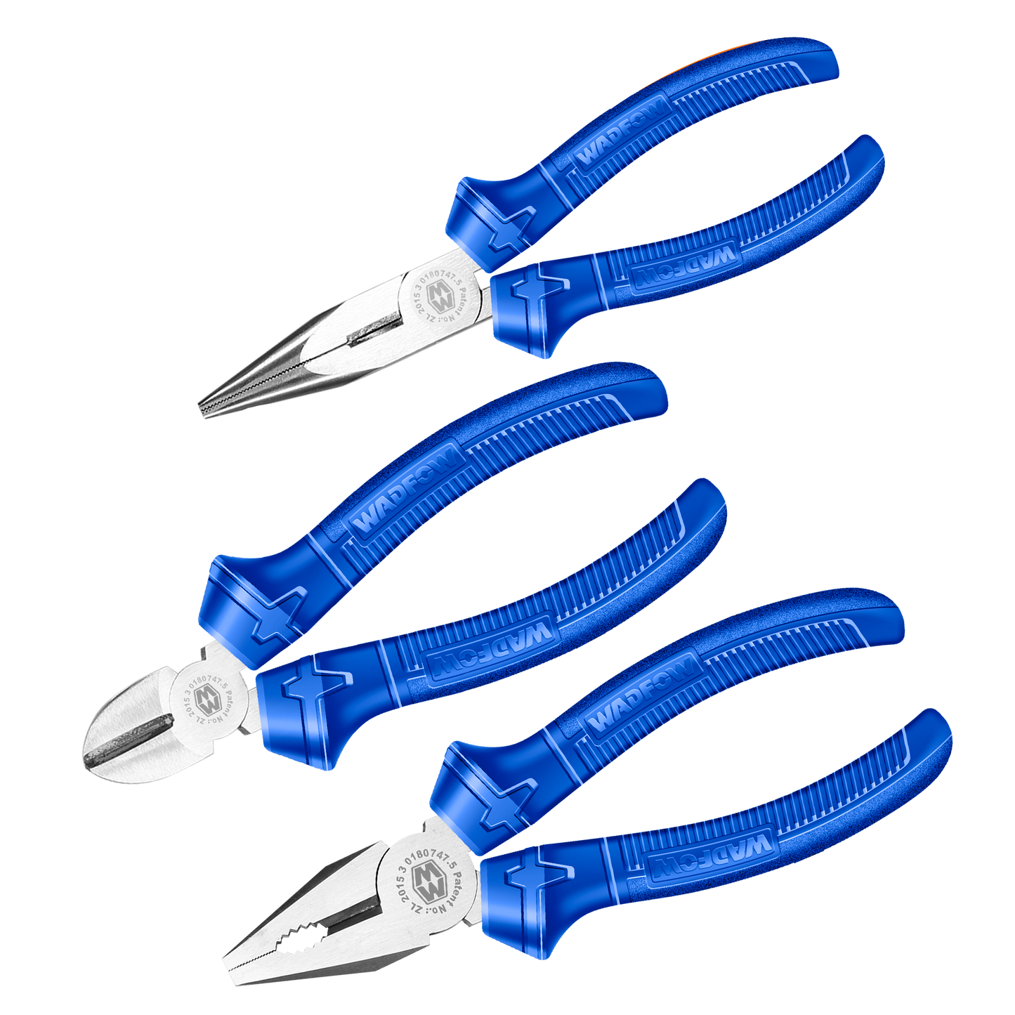 Juego 3 Alicates 6" Pulidos Mango Azul WADFOW WPS0623
