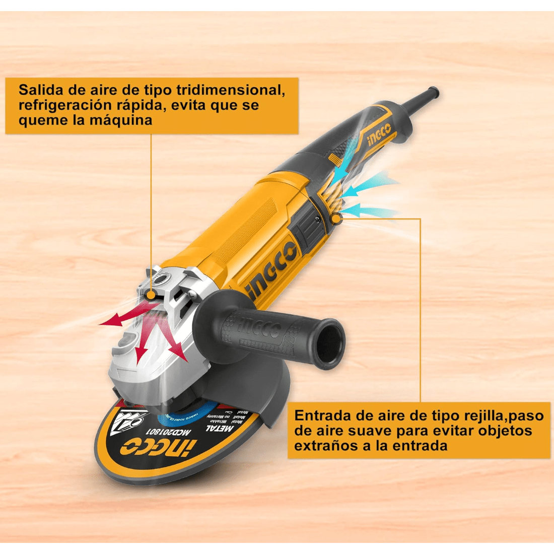 Pulidora Amoladora Angular 9" 2200w Ingco UAG220018 - MARKEMSTORE