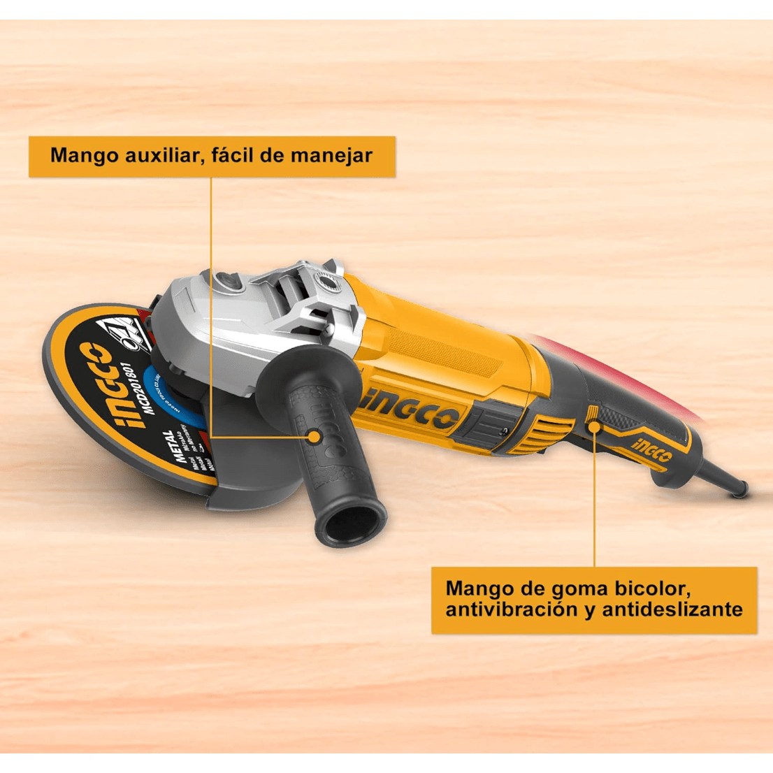 Pulidora Amoladora Angular 9" 2200w Ingco UAG220018 - MARKEMSTORE