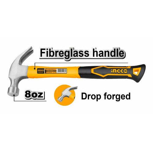 Martillo De Uña Ingco 8 Oz/220gr Mango Fibra De Vidrio - MARKEMSTORE