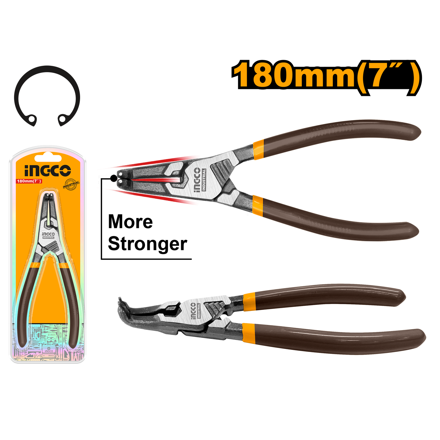 Alicate Para Anillos Interior Curvo 7" INGCO HCCP261804 - MARKEMSTORE