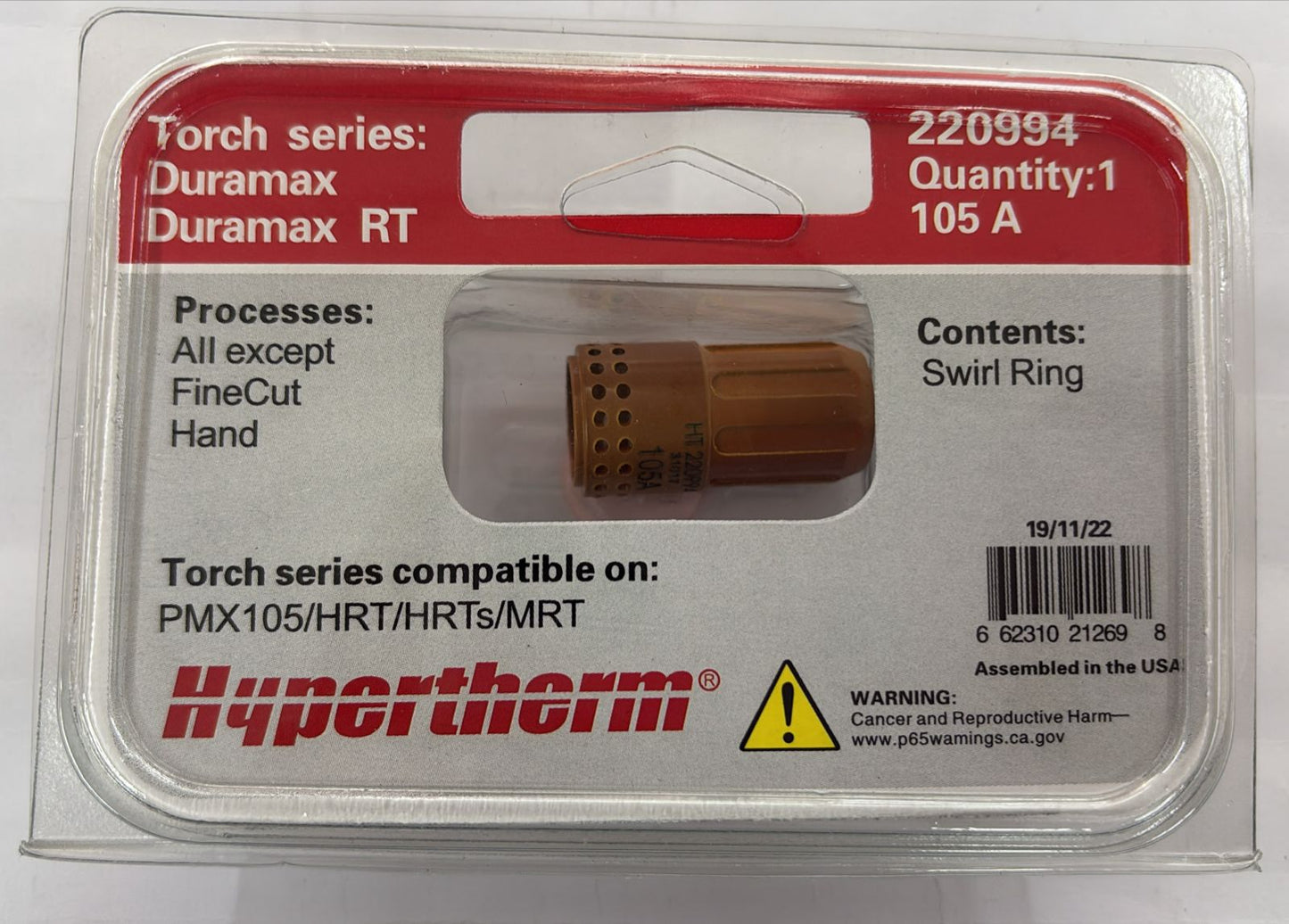 ANILLO DISTRIBUIDOR 105AMP HYPERTHERM