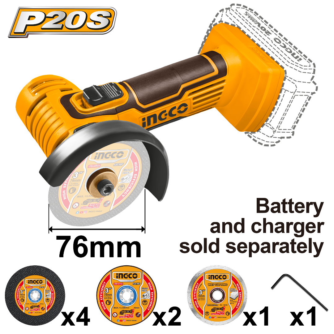 Mini Pulidora Inalambrica 13" 20V Multifuncion 19500Rpm INGCO CAGLI7601 - MARKEMSTORE