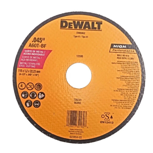 DISCO DE CORTE 4 1/2 DEWALT