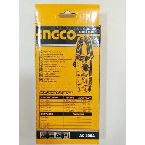 Pinza Voltiamperimetrica Digital Ac Dcm2001 Ingco - MARKEMSTORE