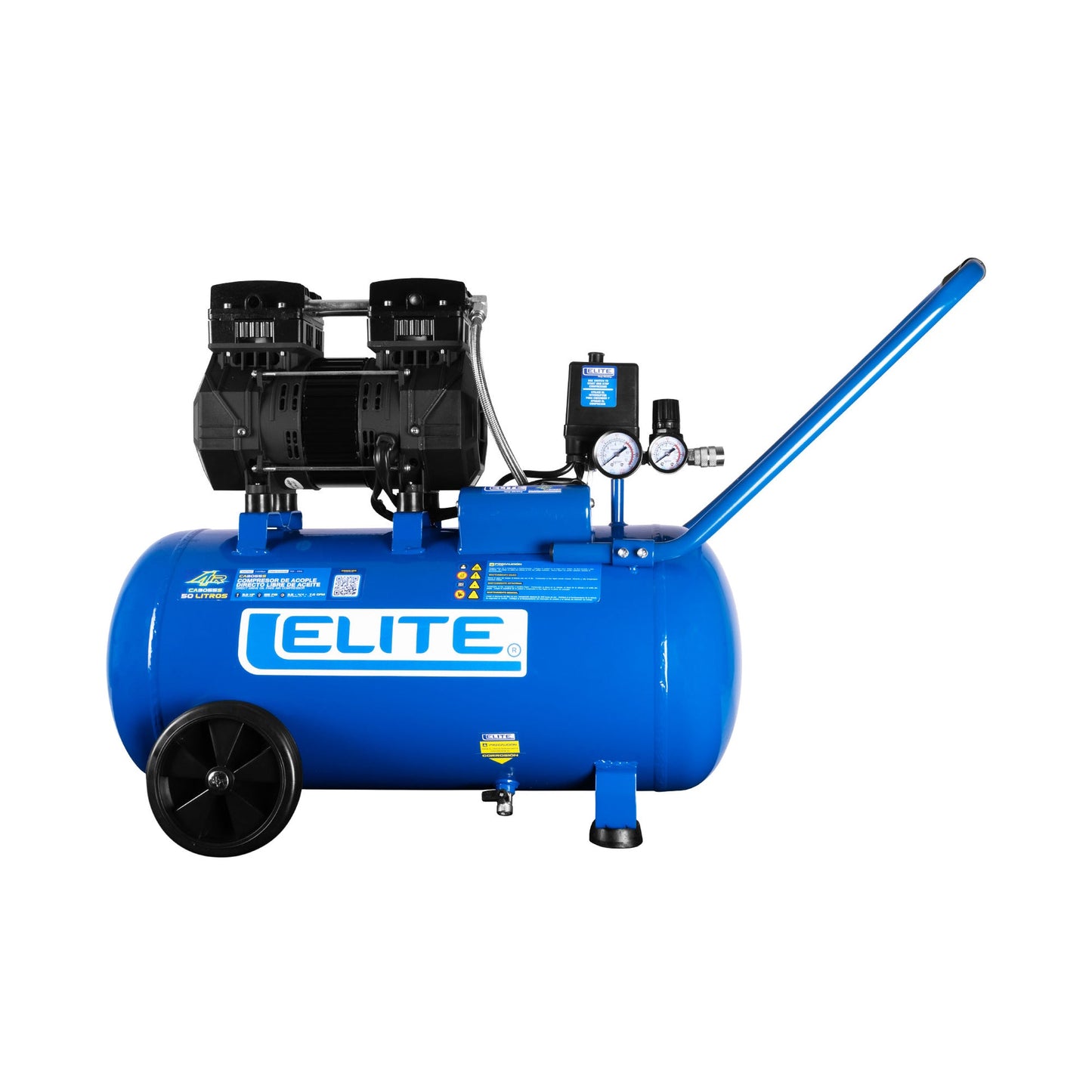 COMPRESOR ELITE DE ACOPLE DIRECTO LIBRE DE ACEITE 3.0 HP 50 LTS - 125 PSI 110V