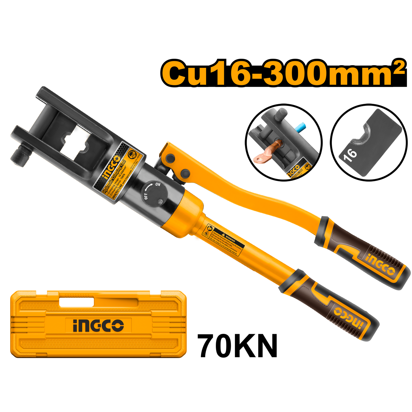 Ponchadora Hidraulica 70Kn Incluye Accesorios INGCO HHCT01240