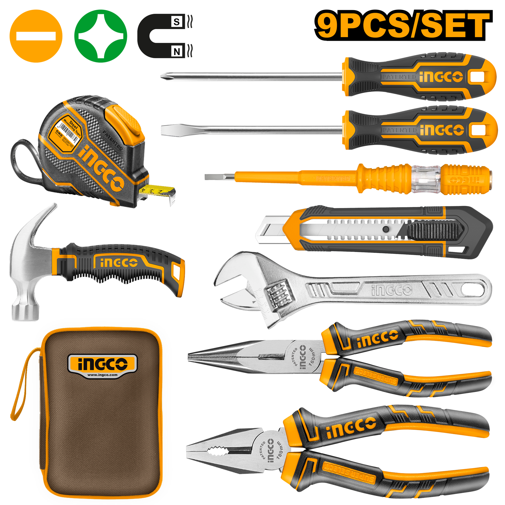 Set Herramienta Manual 9Pcs INGCO HKTH20809 - MARKEMSTORE