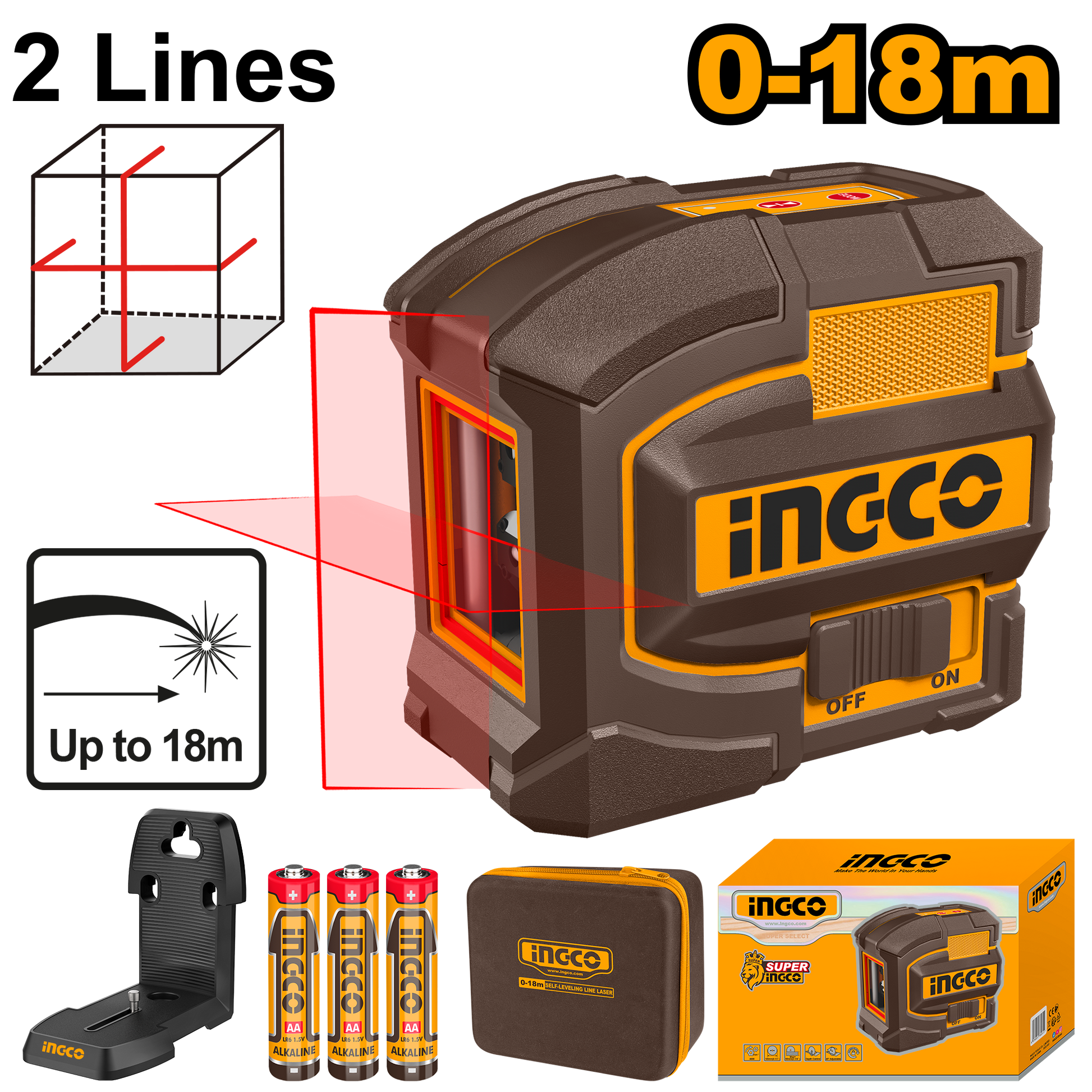 Nivel Laser Clase Ii Angulo Menor O Igual 4 Tipo 635Nm INGCO HLL156503 - MARKEMSTORE