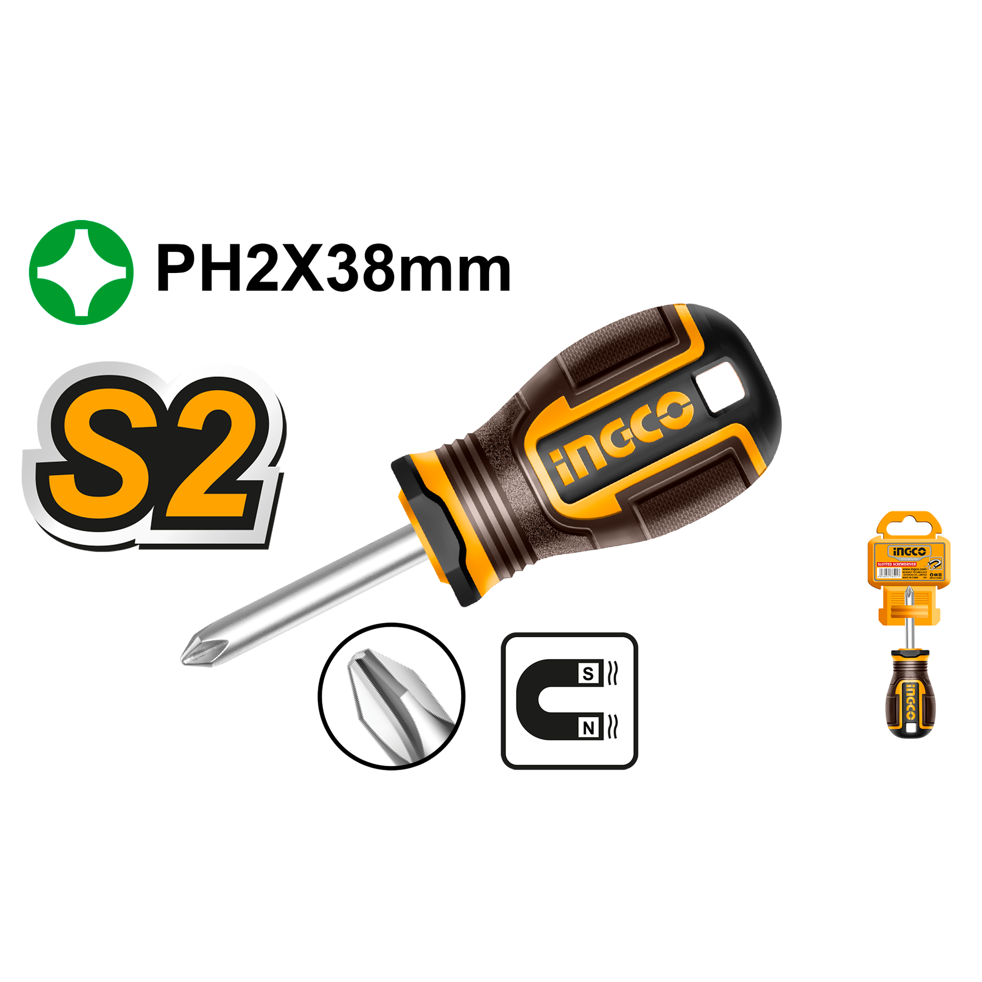 Destornillador Phillips 6X38mm INGCO HSDPH2038 - MARKEMSTORE