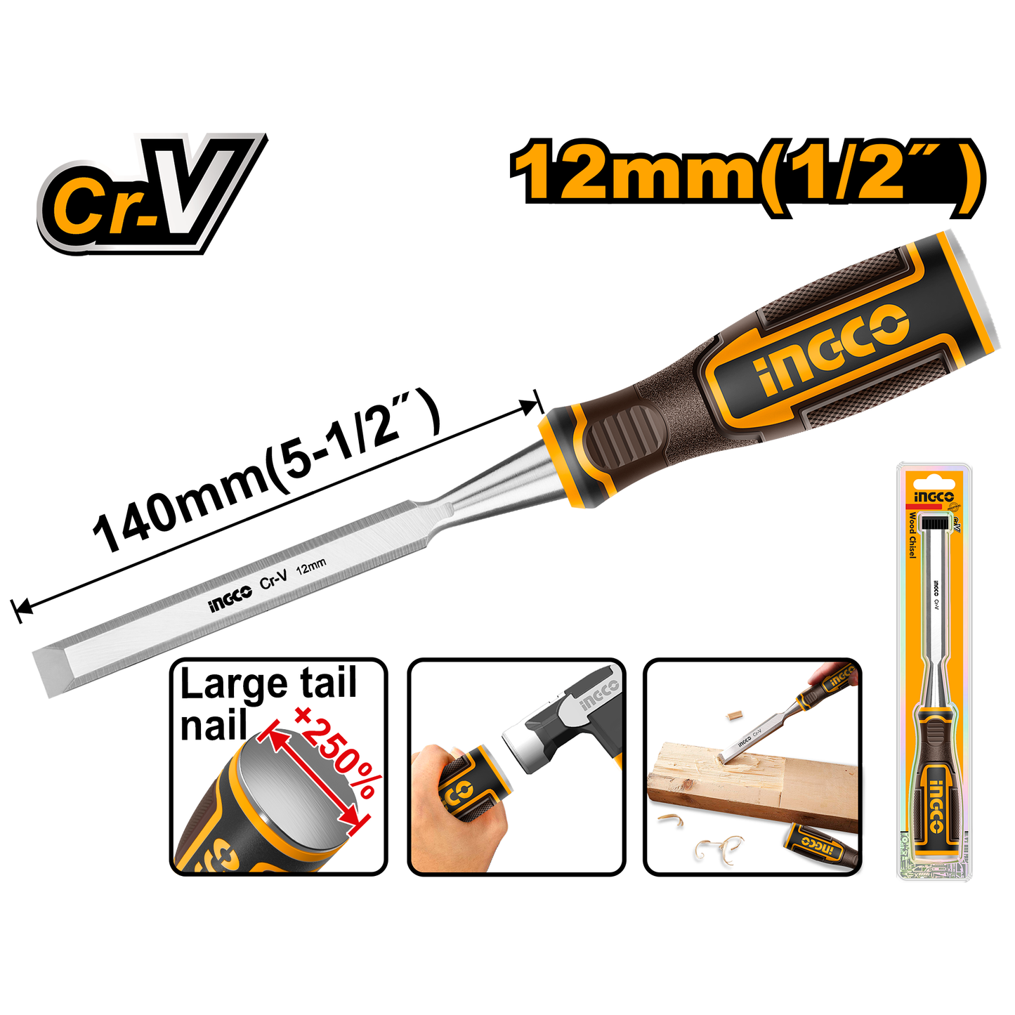 Formon Para Madera 12x140mm Hwc0812 Ingco - MARKEMSTORE