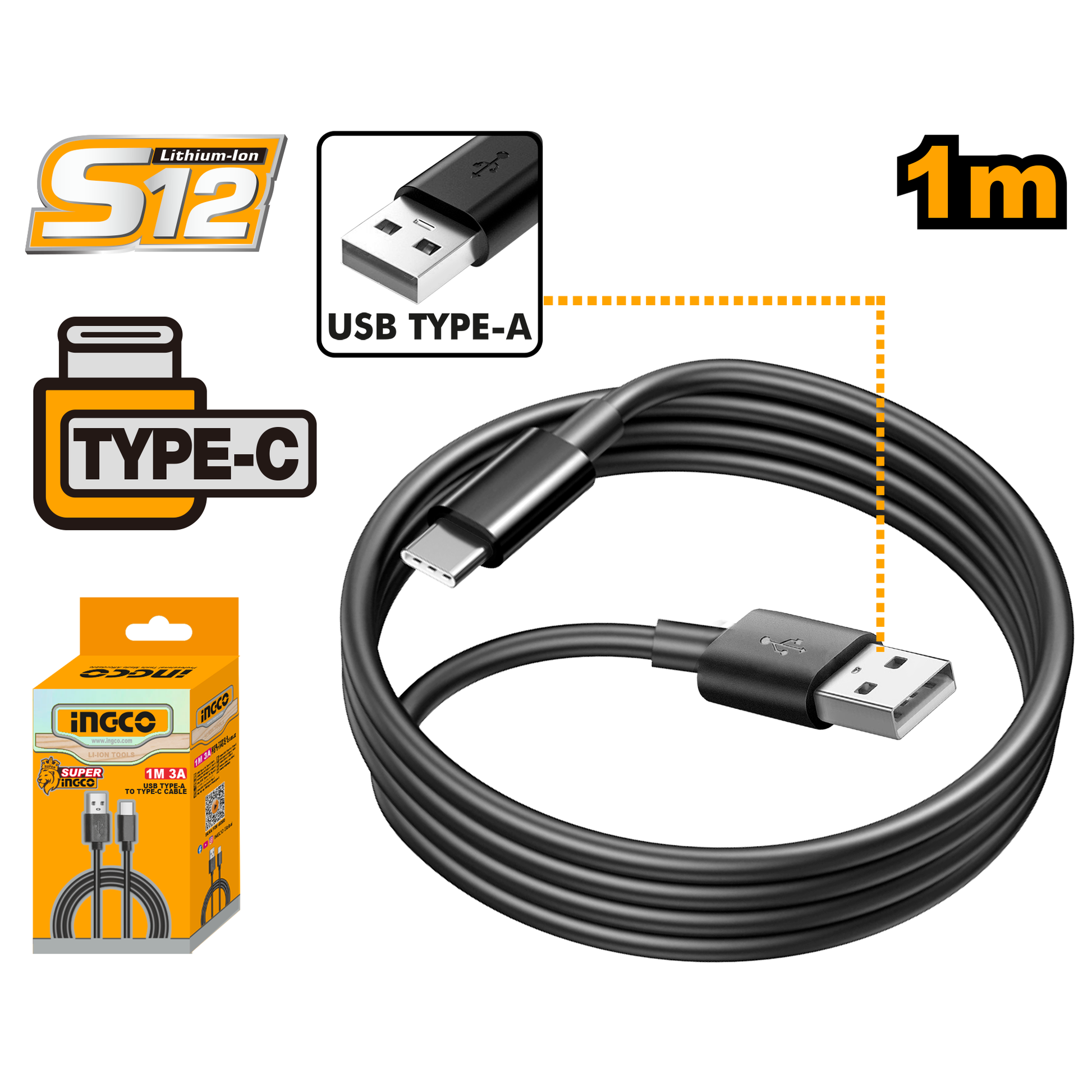 Cable Para Cargador 5V Tipo C 1Mts INGCO IUCC01 - MARKEMSTORE