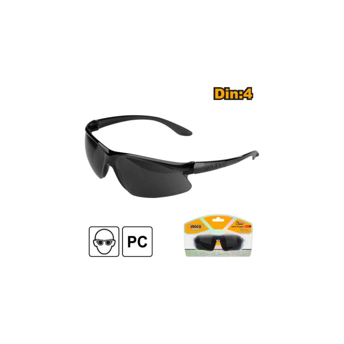 Gafas De Seguridad Policarbonato Oscuro #8 Ingco HSG06 - MARKEMSTORE
