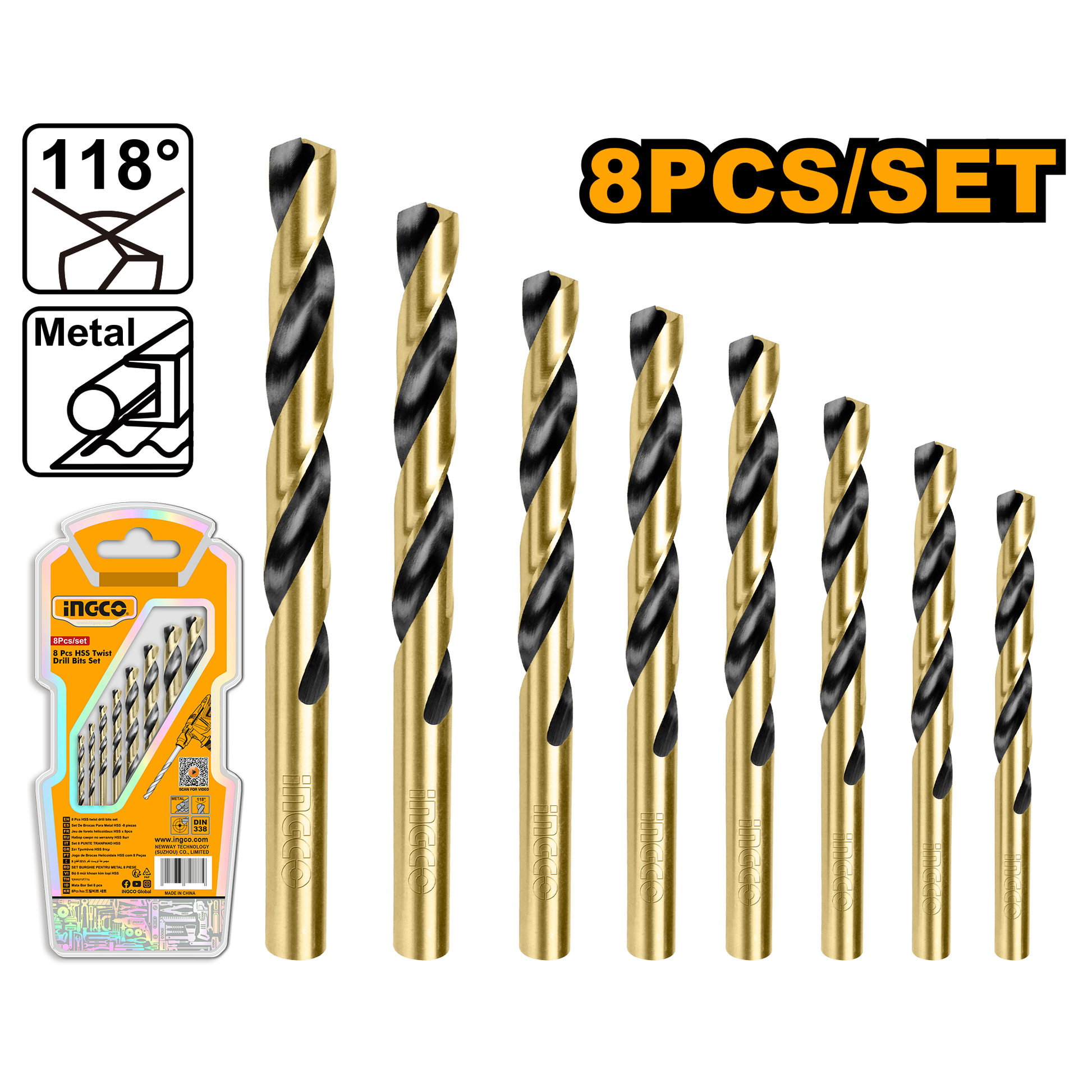 Set Broca Hss 8Pcs INGCO UAKDB0801 - MARKEMSTORE