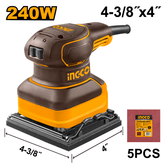 Lijadora De Palma 110/120V 60Hz 240W 14000Rpm Con 5 Pliegos De Lija INGCO UPS2416 - MARKEMSTORE