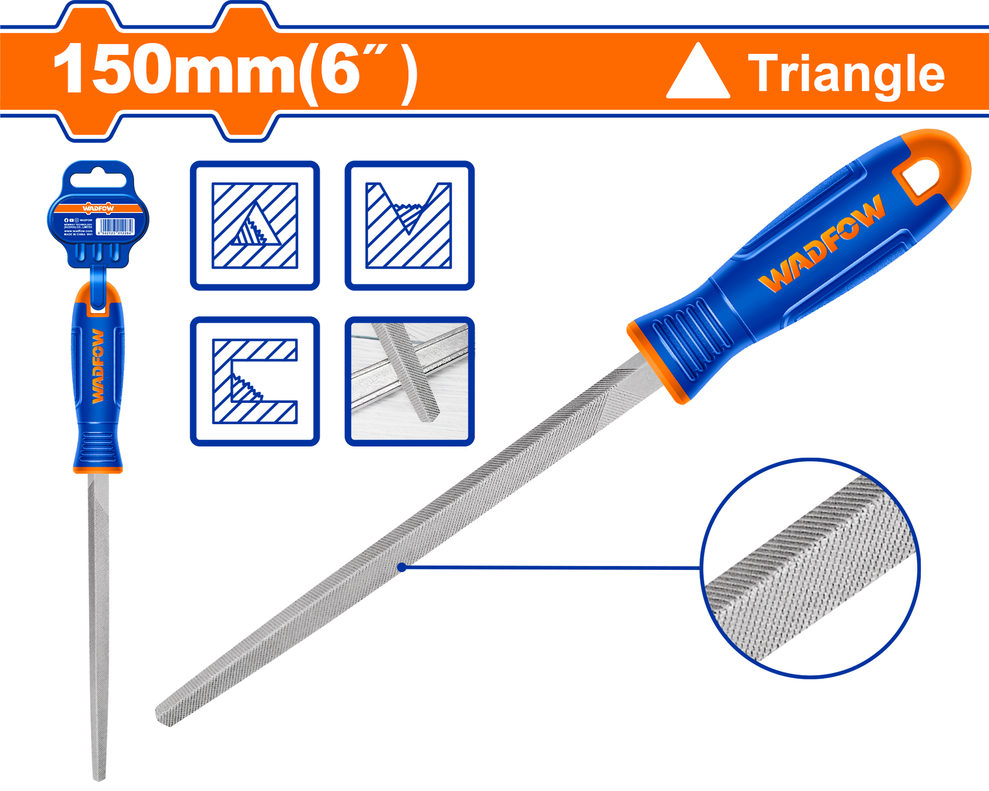 Lima Triangular Para Acero 150 Mm. Acero T12 WADFOW WFE7856 - MARKEMSTORE