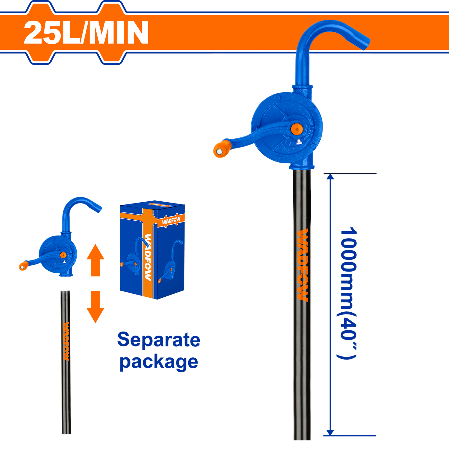Bomba De Aceite Manual 25L/Min 127Cm Zincada WADFOW REF. WHY2525 - MARKEMSTORE