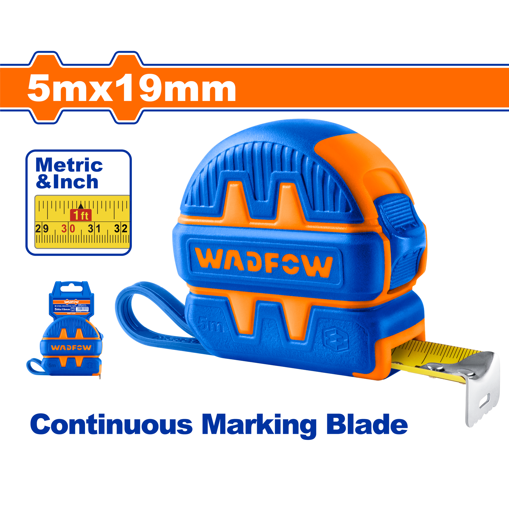 Flexómetro 5Mx19Mm 1 Botón Mts/Pulg Wmt1220 - MARKEMSTORE