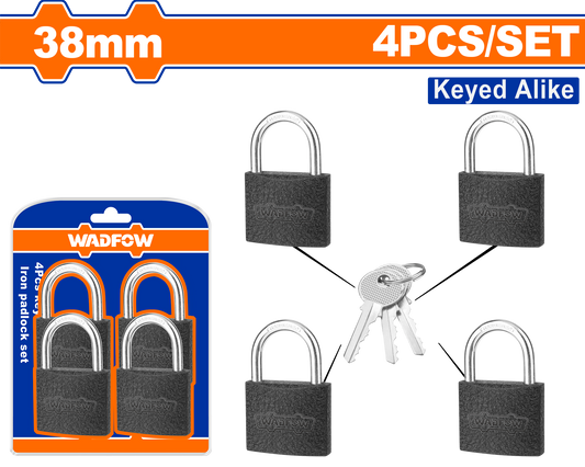 Set X 4 Candados Hierro 38Mm Misma Llave WADFOW WPD5444 - MARKEMSTORE