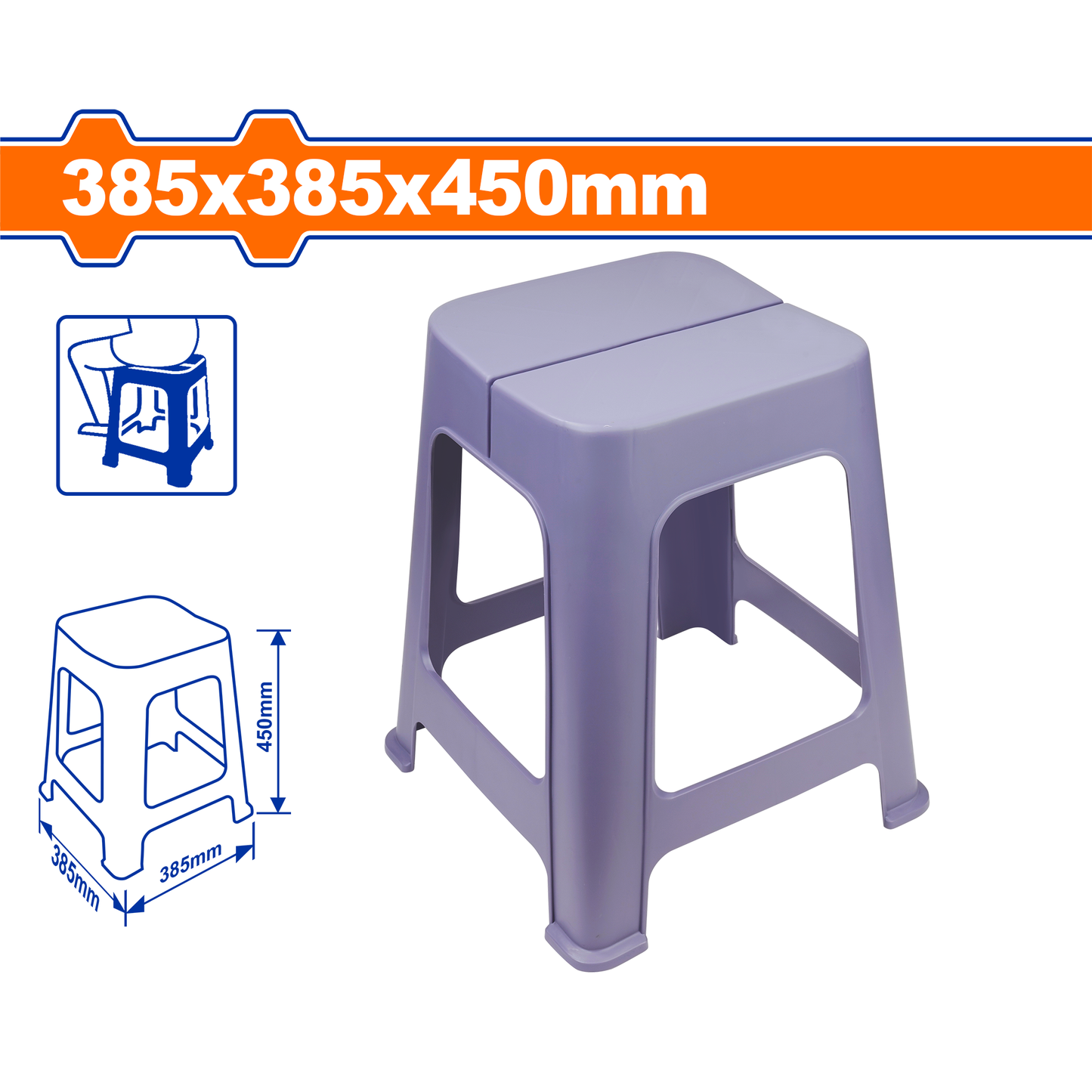 Banco Plástico 385X385X450Mm En Pp WADFOW REF. WPZ1345 - MARKEMSTORE