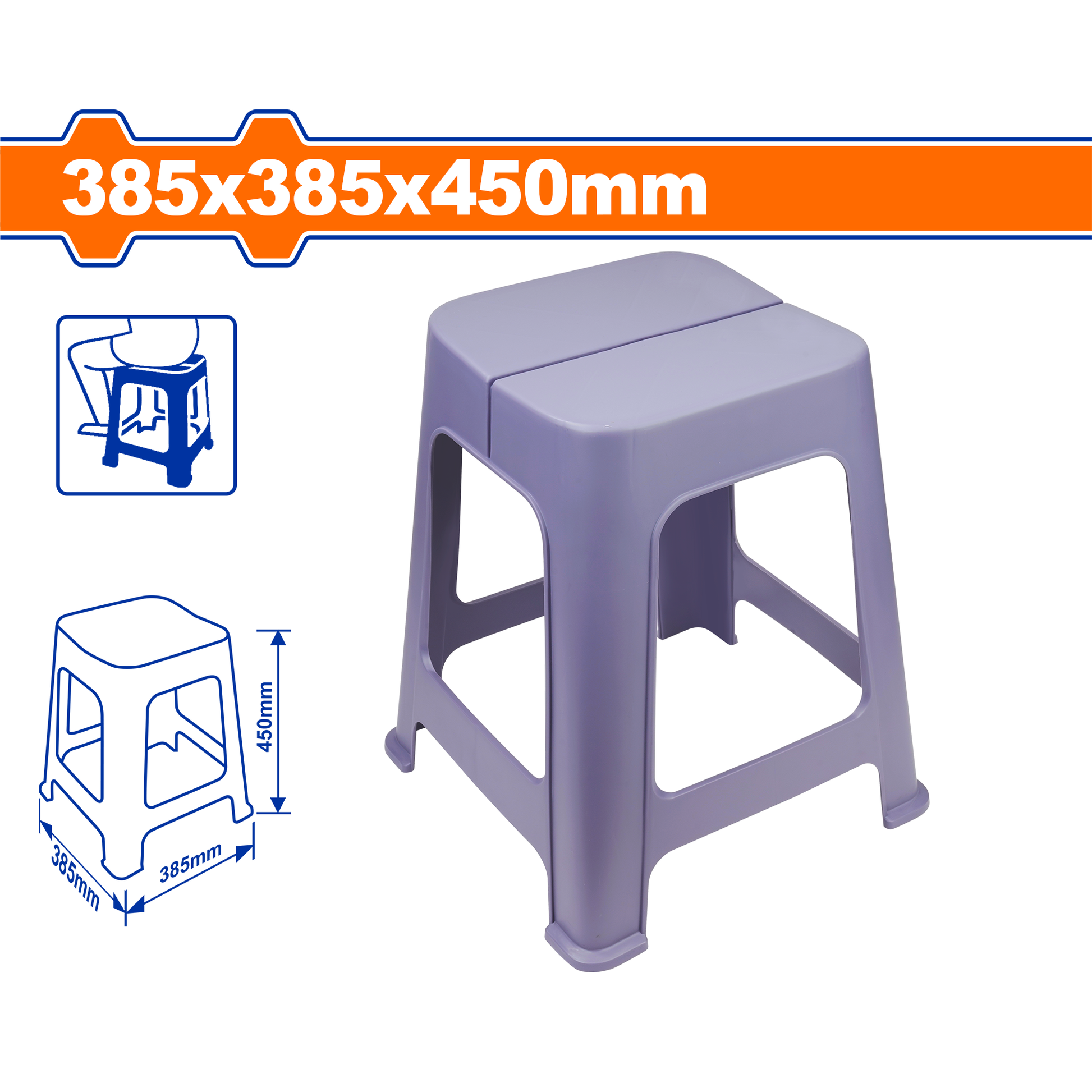 Banco Plástico 385X385X450Mm En Pp WADFOW REF. WPZ1345 - MARKEMSTORE