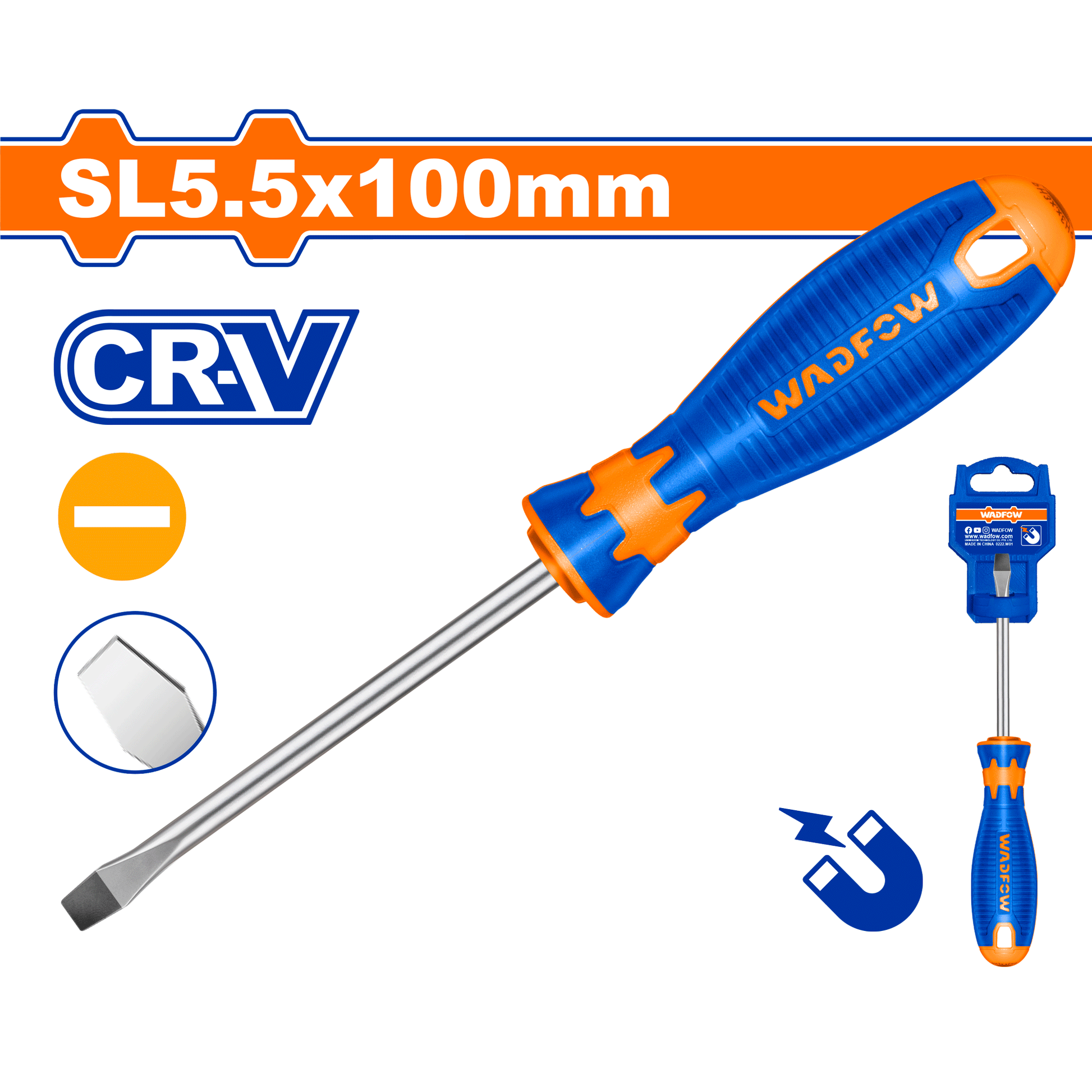 Destornillador Pala 5,5X100 Crv Agarre Suave WADFOW WSD1254 - MARKEMSTORE