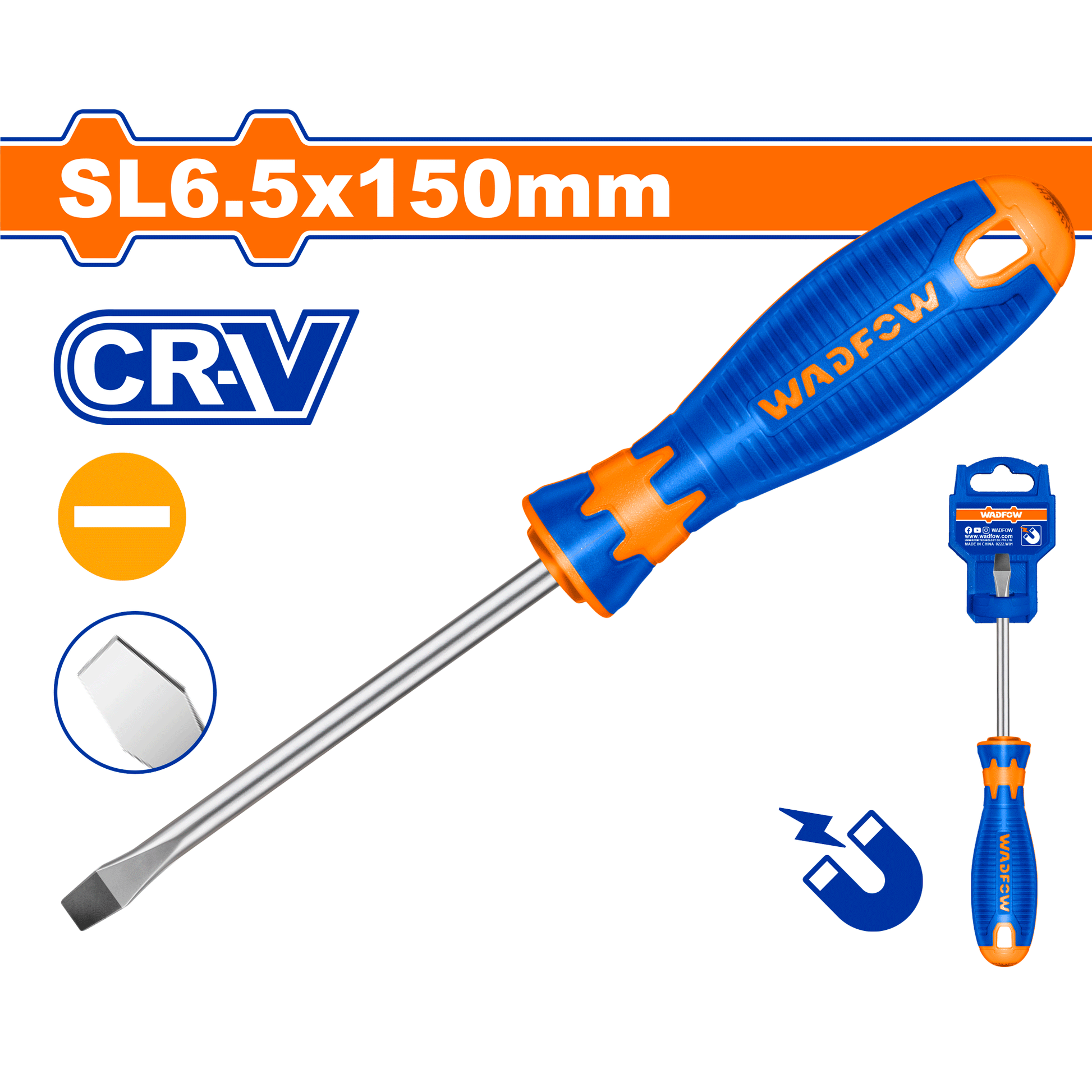Destornillador Pala 6,5X150 Crv Agarre Suave WADFOW WSD1266 - MARKEMSTORE