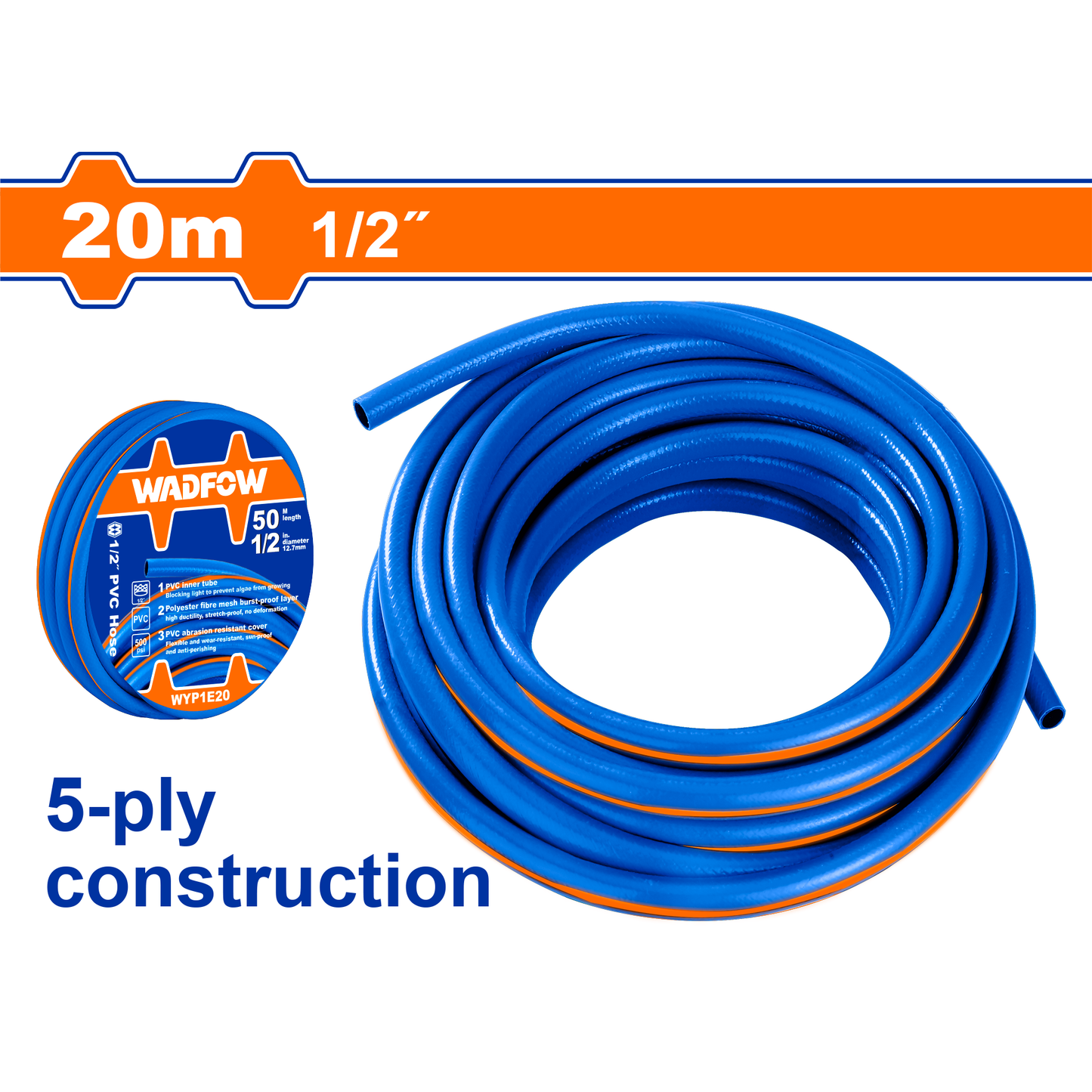 Manguera Pvc 1/2 X 20Mts 1,7mm WADFOW WYP1E20