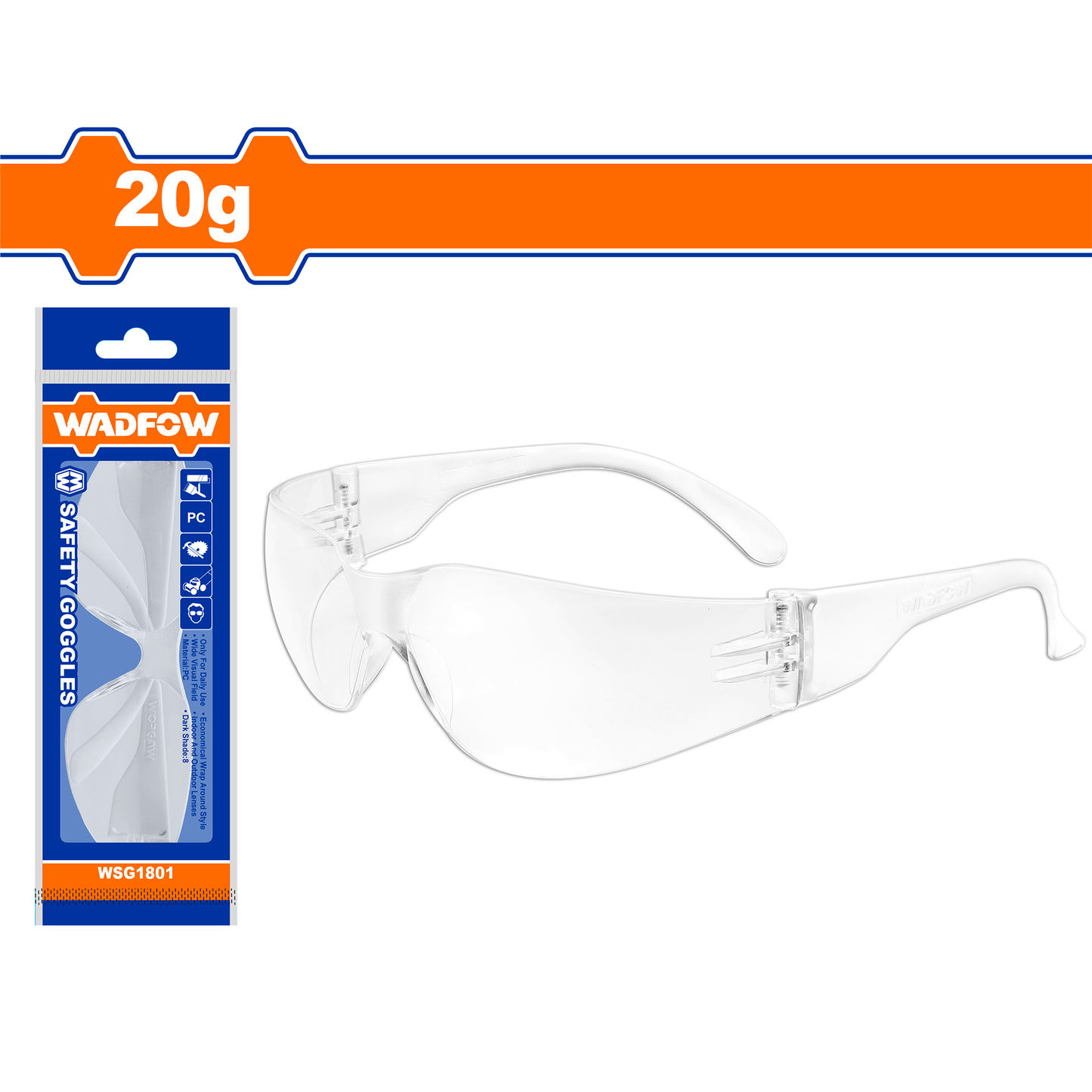 Gafas de Seguridad En PC /Ajustable  WADFOW WSG1801 - MARKEMSTORE