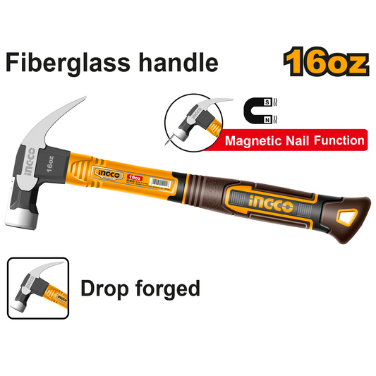 Martillo De Uña 16Oz Magnetico Mango Fibra De Vidrio Hch81016 - MARKEMSTORE
