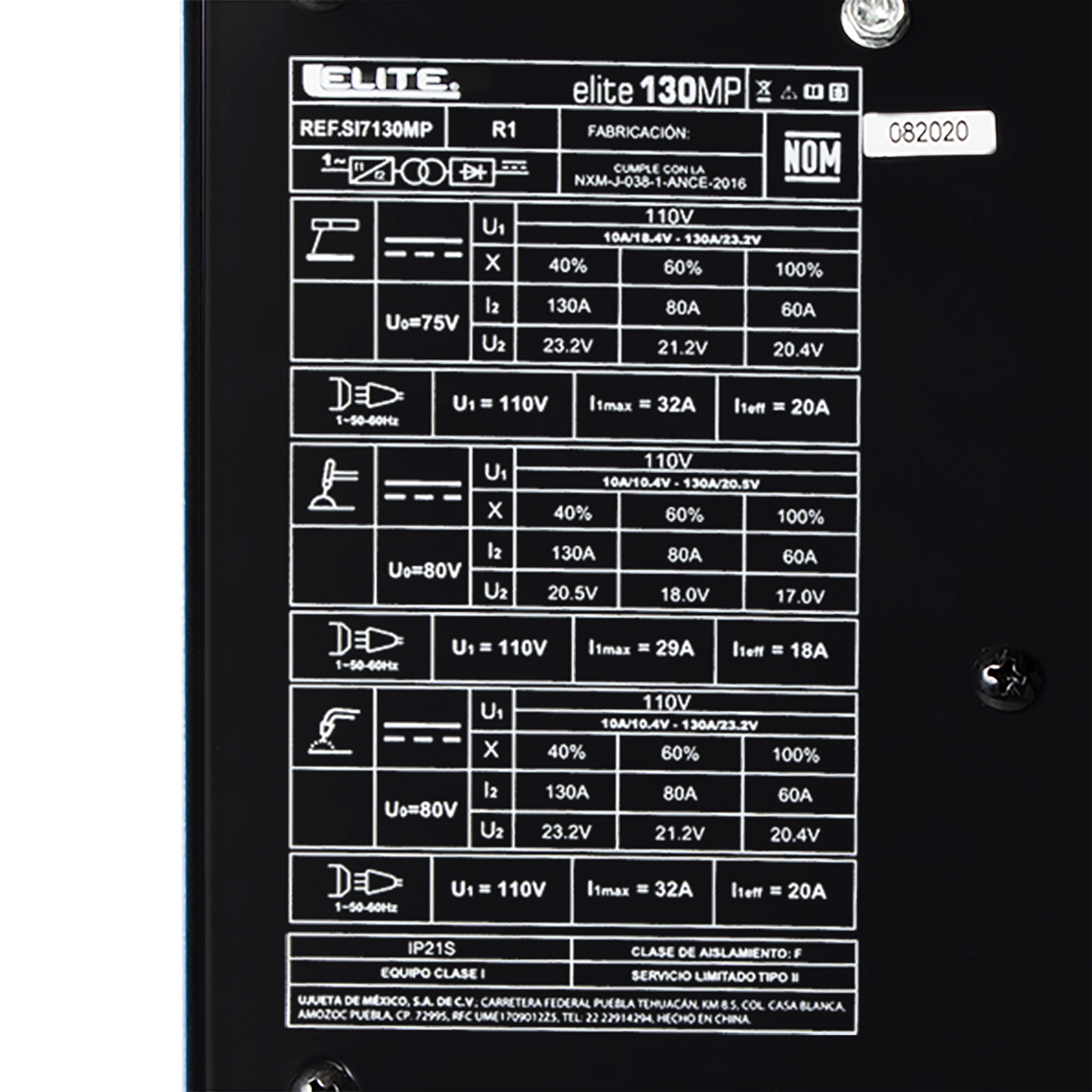 Equipo de soldadura inversor 130A 110V ELITE