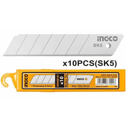 Hoja De Cuchilla 18x100mm Paqx10pcs Ingco Hknsb181 - MARKEMSTORE